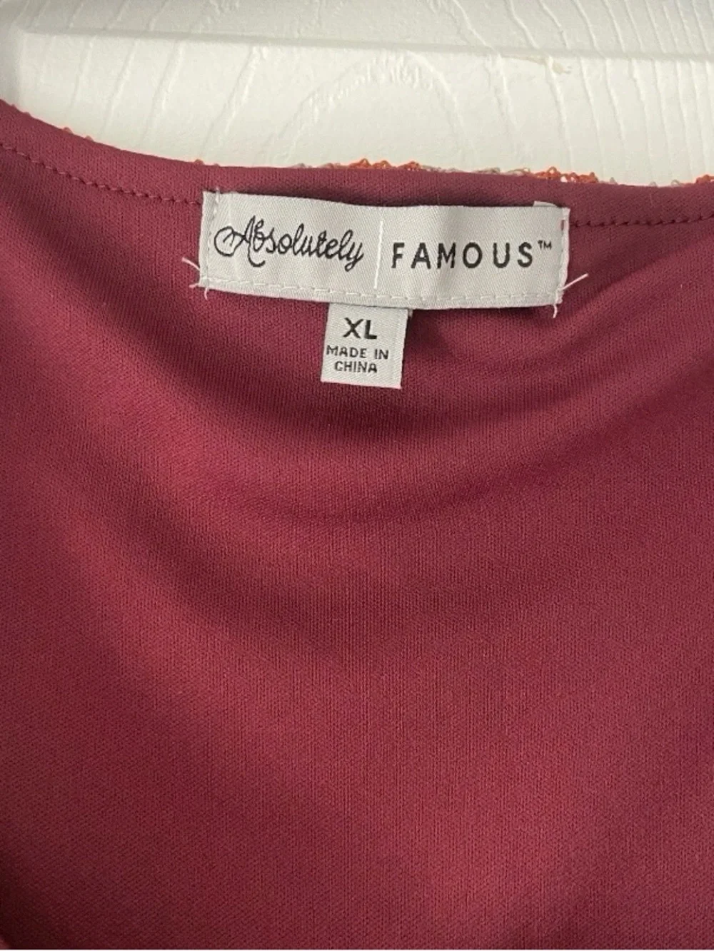 Absolutely Famous Chevron Crochet Knit Maxi Dress Rust Burgundy Sz XL
